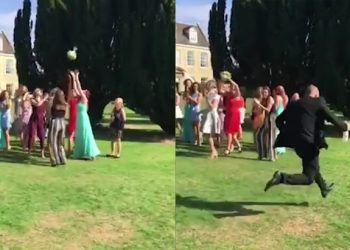 When His Girlfriend Caught The Bride’s Bouquet, This Guy’s Dramatic Reaction Left Guests Aghast